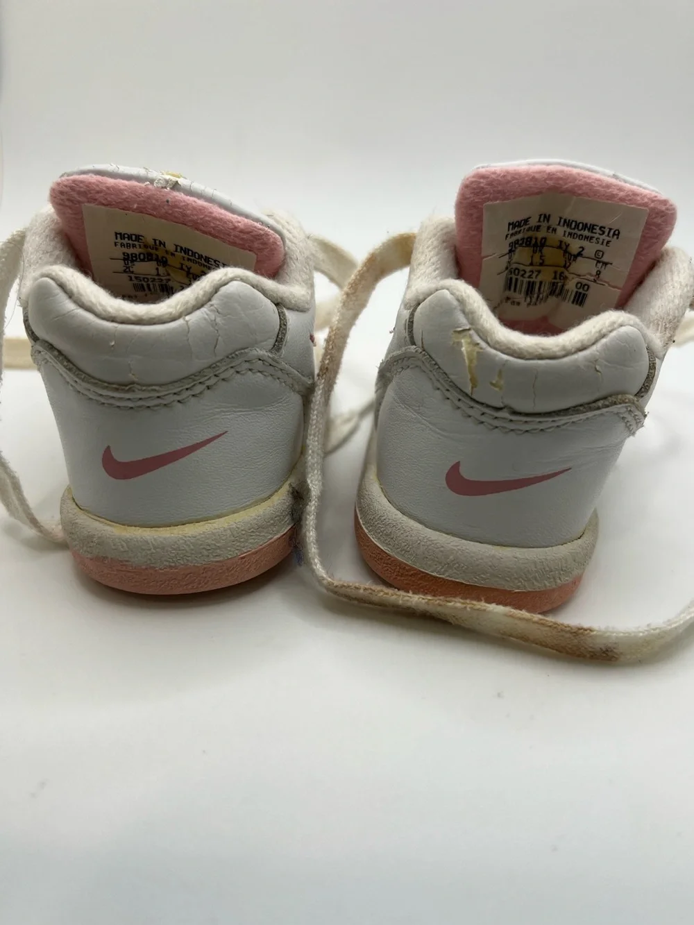 Vintage Nike infant Baby Girl White & Pink Leather Sneakers Y2K
